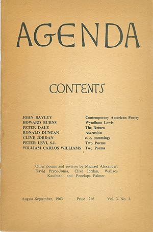 Seller image for Agenda - Vol. 3 No. 1. for sale by Philip Gibbons Books