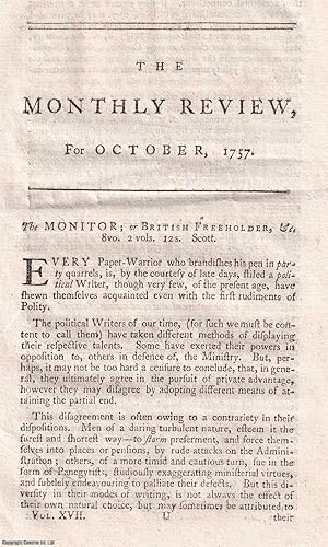 Image du vendeur pour William & Richard Beckford : The Monitor, or British Freeholder. An original essay from the Monthly Review, 1757. No author is given for this article. mis en vente par Cosmo Books