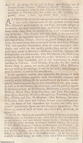Seller image for An Apology For The Life of George Anne Bellamy, Late of Covent Garden Theatre .Written by Herself. An original article from the Monthly Review, 1785. for sale by Cosmo Books