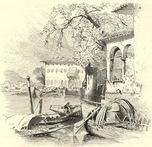 LECCO on the southeastern shore of Lake Como, in northern Italy,1870s Wood Engraving