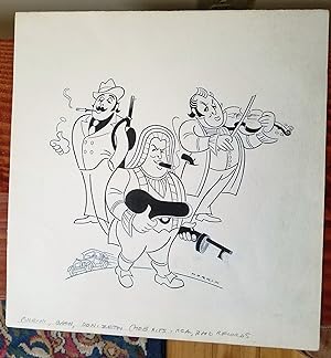 ORIGINAL CARTOON ART: Puccini, Bach, Donizetti. Mob Hits. RCA, BMG Records