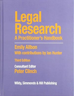 Image du vendeur pour Legal Research: A Practitioner's Handbook by Allbon, Emily [Hardcover ] mis en vente par booksXpress