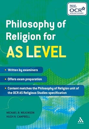 Imagen del vendedor de Philosophy of Religion for AS Level by Wilkinson, Michael B., Campbell, Hugh N. [Paperback ] a la venta por booksXpress