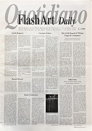 Immagine del venditore per Flash Art Daily. Quotidiano della XLV Biennale di Venezia. 11 giugno 1993 venduto da LibriSenzaData