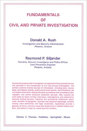 Bild des Verkufers fr Fundamentals of Civil and Private Investigation zum Verkauf von WeBuyBooks