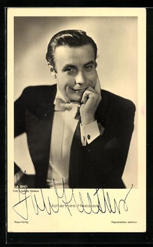 Ansichtskarte Schauspieler Johannes Heesters im Frack, Autograph