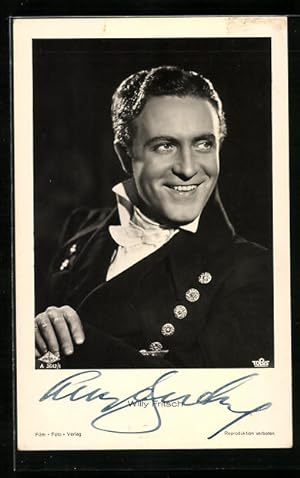 Ansichtskarte Schauspieler Willy Fritsch in einer Filmrolle, Autograph