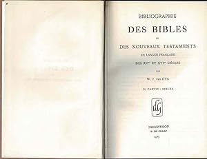 Imagen del vendedor de Bibliographie des Bibles et des Nouveaux Testaments en langue franaise des XVme et XVIme sicles. a la venta por La Bouquinerie