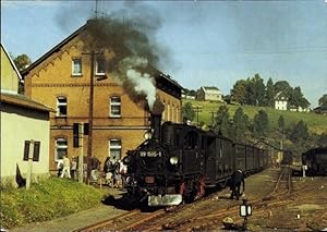 Bild des Verkufers fr Ansichtskarte / Postkarte Schmalspurbahn Wolkenstein Jhstadt, Lok im Bahnhof, 99 1585-1 zum Verkauf von akpool GmbH