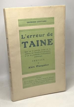 Bild des Verkufers fr L'erreur de Taine - prface d'Alex Pasquier zum Verkauf von crealivres