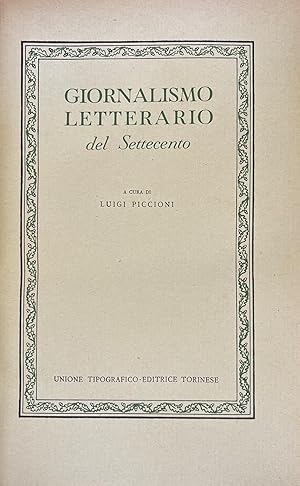 Bild des Verkufers fr GIORNALISMO LETTERARIO DEL SETTECENTO zum Verkauf von libreria minerva