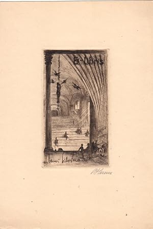 Bild des Verkufers fr Ex Libris Hanns Silbermann. Dom mit Orgel. zum Verkauf von Antiquariat  Braun