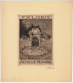 Bild des Verkufers fr Ex Libris Achille Manso. Tor am Palazzo. zum Verkauf von Antiquariat  Braun
