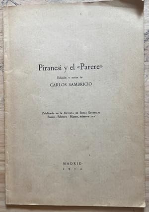 Seller image for Piranesi y el "Parere". Parere su l'Architettura for sale by Largine