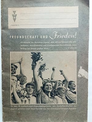 Bild des Verkufers fr Schulheft mit Aufschrift "Freundschaft und Frieden" (Lineatur 3) zum Verkauf von Versandantiquariat Jena