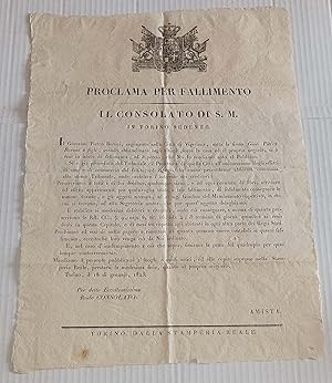 Proclama per fallimento Giovanni Pietro Borani VIGEVANO Stamperia Reale 1823