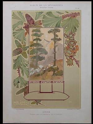 FRENCH ART NOUVEAU PANEL - 1900 LITHOGRAPH - EMILE SEGUY, WINTER, PANNEAU, HIVER, LITHOGRAPHIE, A...