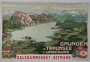 Gmunden am Traunsee mit Umgebung. Grafische Gestaltung von Josef Heiss-Dionysen (1894-1988). Farb...