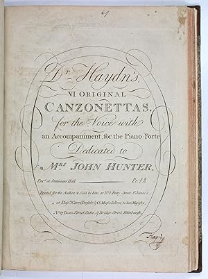 Dr Haydn's VI Original Canzonettas, for the Voice with an Accompaniment for the Piano-Forte.