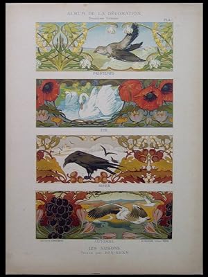 SEASONS, FRENCH ART NOUVEAU - 1900 LITHOGRAPH - BEK-GRAN, SAISONS