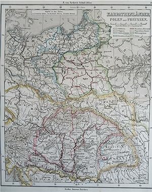 Carpathian Mountain Range Eastern Europe Poland Polen 1873 von Sydow map