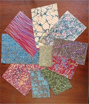 Marbled Paper 19th Century Lot of 10 lovely antique printed sheets