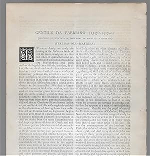 Seller image for Italian Old Masters: Gentile Da Fabriano (1347? - 1427-8) for sale by Legacy Books II