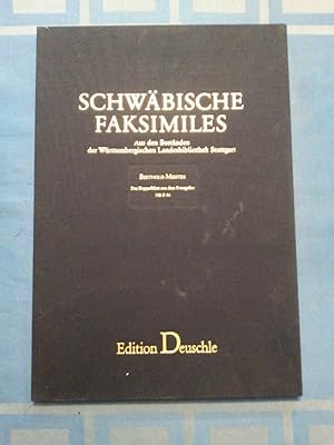 Das Doppelblatt aus dem Evangeliar HB II 46 der Württembergischen Landesbibliothek Stuttgart. (Sc...