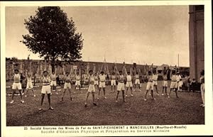 Image du vendeur pour Ansichtskarte / Postkarte Mancieulles Saint Pierremont, Soc. An. des Mines de Fer, Preparation au Service Militaire mis en vente par akpool GmbH