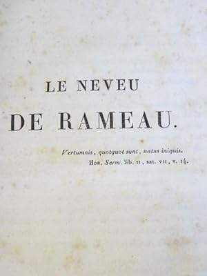 Le neveu de Rameau, dialogue. Ouvrage posthume et inédit par Diderot [with] Le neveu de Rameau. V...