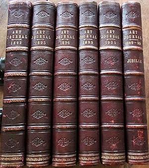 COLLECTION OF ANTIQUE LEATHER BOUND ART JOURNALS SIX VOLUMES