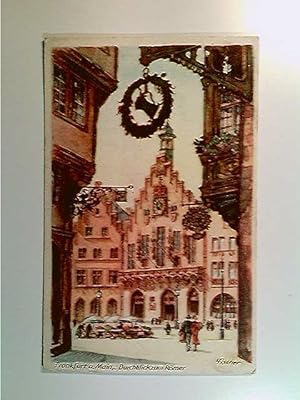 Frankfurt a.M., Durchblick zum Römer, Künstler AK, ungelaufen, ca. 1910