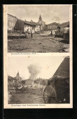 Bild des Verkufers fr Carte postale Deutsch-Avricourt, vue partielle avec Einschlag einer franzsischen Granate zum Verkauf von Bartko-Reher