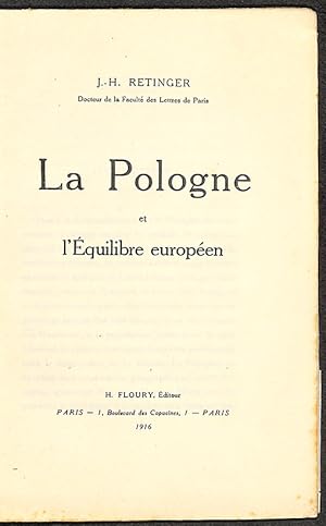Seller image for La Pologne et l'Equilibre europeen for sale by Librairie Lettres Slaves - Francis