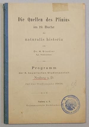 Bild des Verkufers fr Die Quellen des Plinius im 19. Buche der naturalis historia. zum Verkauf von Antiquariat Martin Barbian & Grund GbR