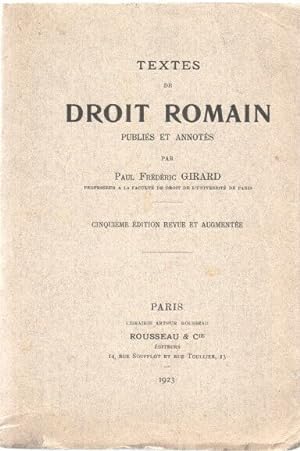 Seller image for Textes de DROIT ROMAIN publis et annots for sale by dansmongarage
