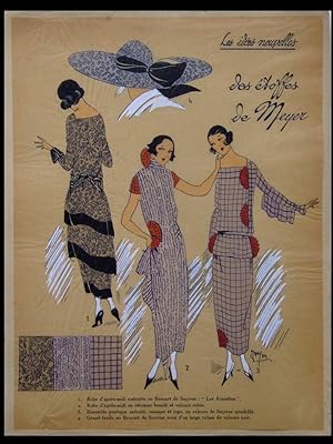 FRENCH ART DECO FASHION, DRESS, MEYER - 1922 POCHOIR PRINT- IDEES NOUVELLES