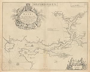 Imagen del vendedor de Milford Haven - To His Grace Henry Duke of Beaufort, and Earle of Worcester, Baron Herbert of Chepstoll, Raglan and Gower, Lord President and Lord Lieut. of Wales &c. This draught of Milford-Haven is humbly dedicated and presented by Capt. Greenvile Collins, Hydr. to ye KIng a la venta por Antiqua Print Gallery