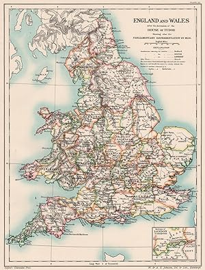England & Wales after the Accession of the House of Tudor showing also the Parliamentary represen...