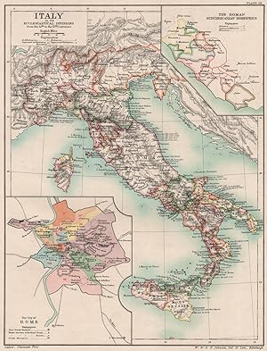 Italy in its Ecclesiastical divisions from the 12th to the 15th Centuries; Inset maps of The Roma...