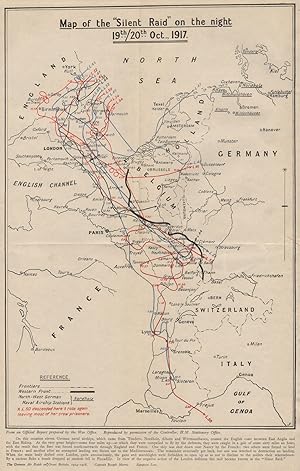 Map of the "Silent raid" on the night of 19th./20th. Oct., 1917