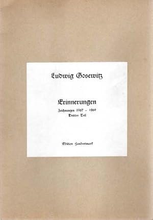 Imagen del vendedor de Erinnerungen. Dritter Teil: Zeichnungen 1967 - 1969. a la venta por Antiquariat Querido - Frank Hermann