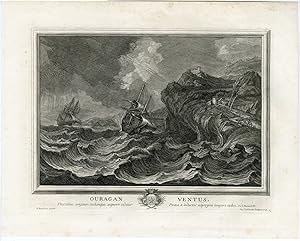 Antique Master Print-SHIPS IN STORM-COASTAL MARINE SCENE-Coelemans-Borzoni-1767