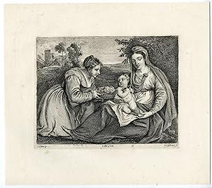 Antique Print-VIRGIN-CHILD-ST. DOROTHEA-PL.65-van Lisebetten-Titian-Teniers-1673