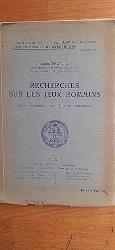 Immagine del venditore per RECHERCHES SUR LES JEUX ROMAINS. Notes d'archologie et d'histoire religieuse. venduto da Librairie Sainte-Marie