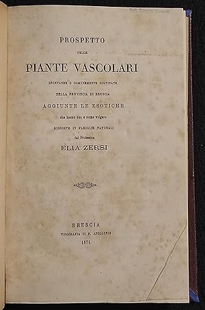 Prospetto delle Piante Vascolari - E. Zersi - Apollonio - 1871