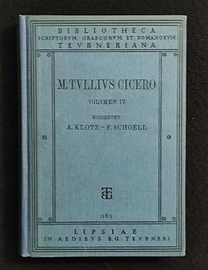 Immagine del venditore per Tullius Cicero - Vol IV - Orationes Pro P. Quinctio - Klotz - BG Teubner - 1923 venduto da ADe-Commerce