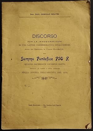 Discorso Pio X per Inaugurazione di una Lapide Commemorativa - 1905