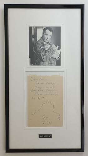 FRAMED AUTOGRAPH NOTE SIGNED FROM JACK KEROUAC TO LOIS BECKWITH