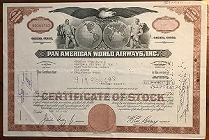 Immagine del venditore per Pan American World Airways Stock Certificate (Brown) venduto da Manian Enterprises